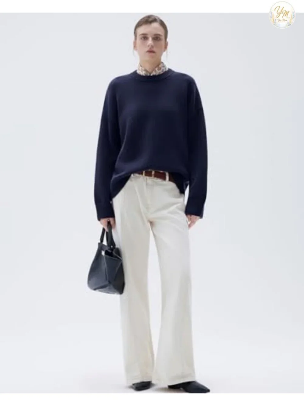 Women's Cashmere Blend Oversized Chunky Knit Crew Neck Pullover Sweater
